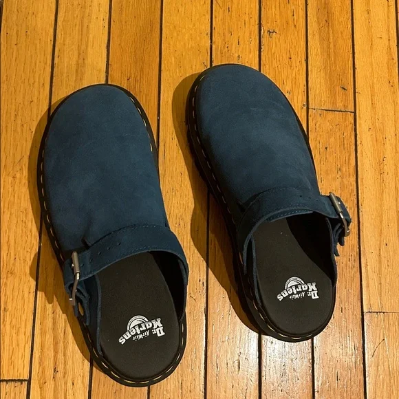 Blue Suede Women's Clogs - Picture 3 of 5